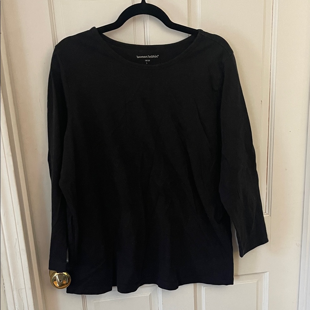 Woman Within Black Long Sleeve Tee